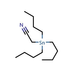 Chemical structure of 2-(tributylstannyl)acetonitrile , CAS 17729-59-8, AChemBlock S72336