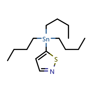 Chemical structure of 5-(tributylstannyl)isothiazole , CAS 1416853-22-9, AChemBlock S72340