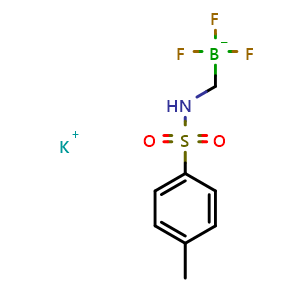 Chemical structure of potassium trifluoro({[(4-methylphenyl)sulfonyl]amino}methyl)borate , CAS 1286686-19-8, AChemBlock S72342