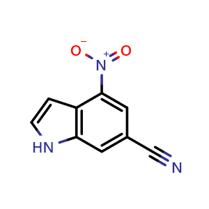 Chemical structure of 6-Cyano-4-nitro-1H-indole , CAS 1082041-51-7, AChemBlock S72394