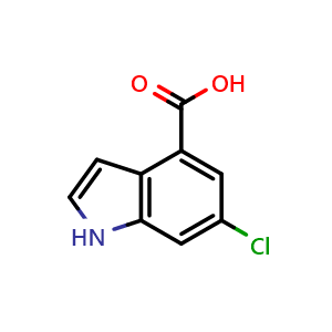 Chemical structure of 6-Chloro-indole-4-carboxylic acid , CAS 1448260-43-2, AChemBlock S72397