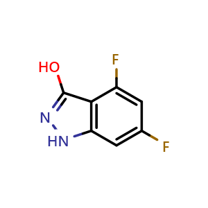 Chemical structure of 4,6-Difluoro-3-hydroxy-1H-indazole , CAS 887567-77-3, AChemBlock S72426