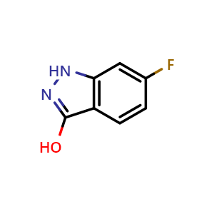 Chemical structure of 6-Fluoro-3-hydroxy-1H-indazole , CAS 862274-39-3, AChemBlock S72438