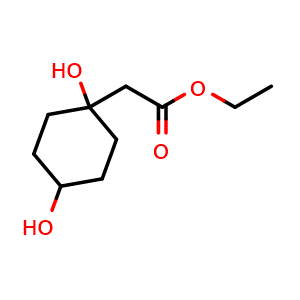 Chemical structure of ethyl 2-(1,4-dihydroxycyclohexyl)acetate , CAS 99978-73-1, AChemBlock S72457