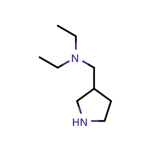 Chemical structure of diethyl[(pyrrolidin-3-yl)methyl]amine , CAS 99724-18-2, AChemBlock S72462