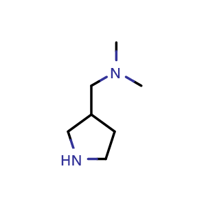 Chemical structure of dimethyl[(pyrrolidin-3-yl)methyl]amine , CAS 99724-17-1, AChemBlock S72463
