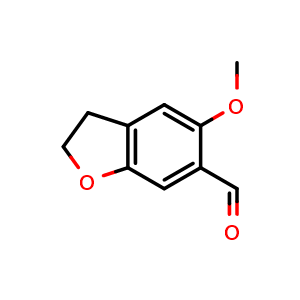 Chemical structure of 5-methoxy-2,3-dihydro-1-benzofuran-6-carbaldehyde , CAS 99355-75-6, AChemBlock S72476