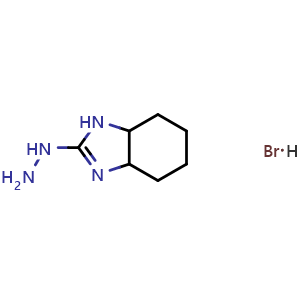 Chemical structure of 2-hydrazinyl-3a,4,5,6,7,7a-hexahydro-1H-1,3-benzodiazole hydrobromide , CAS 99347-22-5, AChemBlock S72477