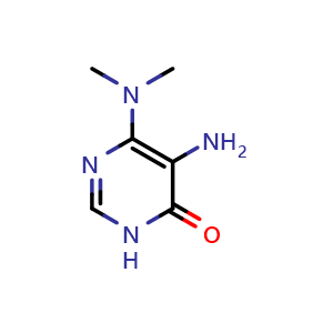 Chemical structure of 5-amino-6-(dimethylamino)-3,4-dihydropyrimidin-4-one , CAS 98485-00-8, AChemBlock S72499
