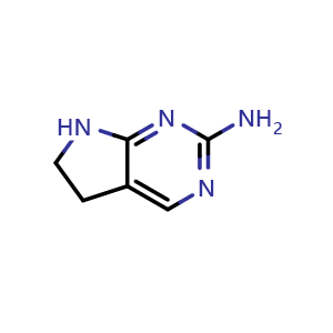 Chemical structure of 6,7-dihydro-5H-pyrrolo[2,3-d]pyrimidin-2-amine , CAS 97482-19-4, AChemBlock S72520