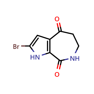 Chemical structure of 2-bromo-1H,4H,5H,6H,7H,8H-pyrrolo[2,3-c]azepine-4,8-dione , CAS 96562-96-8, AChemBlock S72530