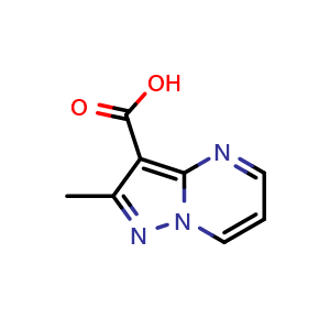 Chemical structure of 2-Methylpyrazolo[1,5-a]pyrimidine-3-carboxylic acid , CAS 96319-38-9, AChemBlock S72538
