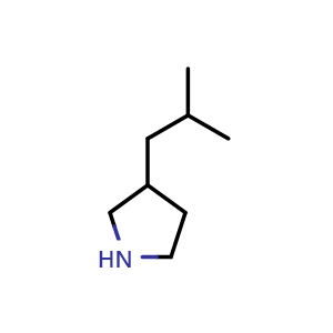 Chemical structure of 3-isobutylpyrrolidine , CAS 959238-03-0, AChemBlock S72560