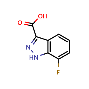 Chemical structure of 7-fluoro-1H-indazole-3-carboxylic acid , CAS 959236-59-0, AChemBlock S72561