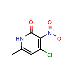 Chemical structure of 4-chloro-6-methyl-3-nitro-1H-pyridin-2-one , CAS 95835-64-6, AChemBlock S72568