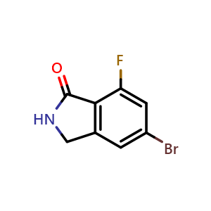 Chemical structure of 5-bromo-7-fluoro-2,3-dihydro-1H-isoindol-1-one , CAS 957346-37-1, AChemBlock S72582