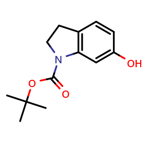 Chemical structure of tert-butyl 6-hydroxy-2,3-dihydro-1H-indole-1-carboxylate , CAS 957204-30-7, AChemBlock S72588
