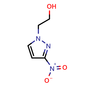 Chemical structure of 2-(3-nitro-1H-pyrazol-1-yl)ethan-1-ol , CAS 956951-01-2, AChemBlock S72596