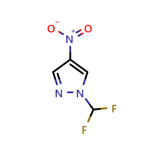 Chemical structure of 1-(difluoromethyl)-4-nitro-pyrazole , CAS 956477-64-8, AChemBlock S72602