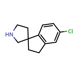 Chemical structure of 5-chloro-2,3-dihydrospiro[indene-1,3'-pyrrolidine] , CAS 956141-91-6, AChemBlock S72608