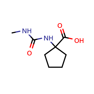 Chemical structure of 1-[(methylcarbamoyl)amino]cyclopentane-1-carboxylic acid , CAS 954567-53-4, AChemBlock S72621