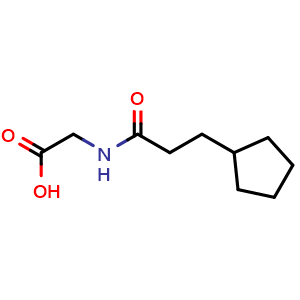 Chemical structure of 2-(3-Cyclopentylpropanamido)acetic acid , CAS 954272-16-3, AChemBlock S72624