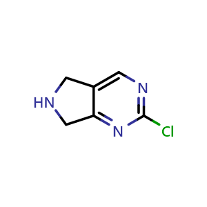 Chemical structure of 2-chloro-5H,6H,7H-pyrrolo[3,4-d]pyrimidine , CAS 954232-71-4, AChemBlock S72627