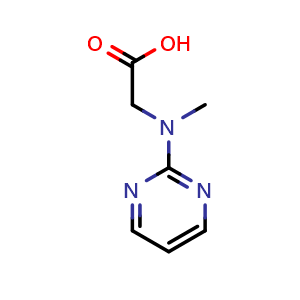 Chemical structure of 2-[methyl(pyrimidin-2-yl)amino]acetic acid , CAS 953904-05-7, AChemBlock S72633