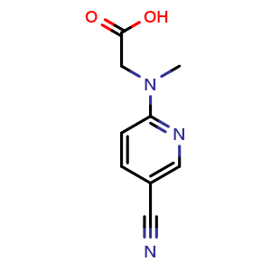 Chemical structure of 2-[(5-cyanopyridin-2-yl)(methyl)amino]acetic acid , CAS 953890-89-6, AChemBlock S72634