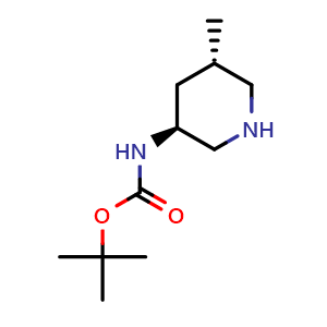 Chemical structure of tert-butyl N-[(3S,5S)-5-methylpiperidin-3-yl]carbamate , CAS 951163-61-4, AChemBlock S72660