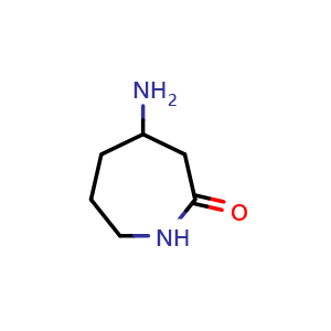 Chemical structure of 4-aminoazepan-2-one , CAS 948834-78-4, AChemBlock S72677
