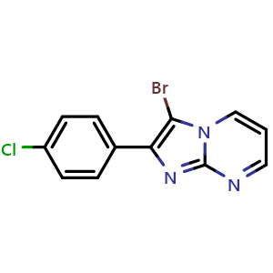 Chemical structure of 3-bromo-2-(4-chlorophenyl)imidazo[1,2-a]pyrimidine , CAS 947613-07-2, AChemBlock S72690