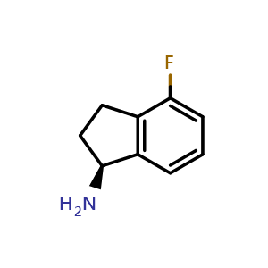 Chemical structure of (1S)-4-fluoro-2,3-dihydro-1H-inden-1-amine , CAS 946053-90-3, AChemBlock S72703