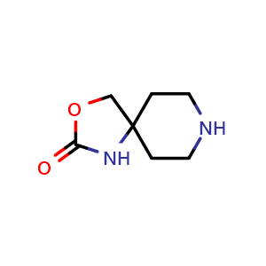 Chemical structure of 3-Oxa-1,8-diazaspiro[4.5]decan-2-one , CAS 945947-99-9, AChemBlock S72704