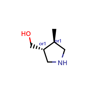 Chemical structure of [trans-4-methylpyrrolidin-3-yl]methanol , CAS 945723-36-4, AChemBlock S72706