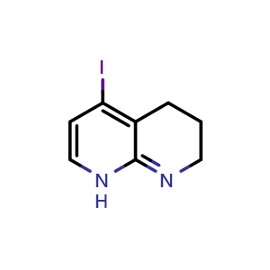 Chemical structure of 4-iodo-1,5,6,7-tetrahydro-1,8-naphthyridine , CAS 945600-06-6, AChemBlock S72709