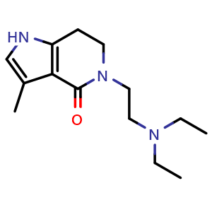 Chemical structure of 5-[2-(diethylamino)ethyl]-3-methyl-1H,4H,5H,6H,7H-pyrrolo[3,2-c]pyridin-4-one , CAS 945381-60-2, AChemBlock S72712