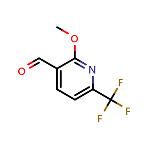 Chemical structure of 2-methoxy-6-(trifluoromethyl)pyridine-3-carbaldehyde , CAS 944904-45-4, AChemBlock S72719