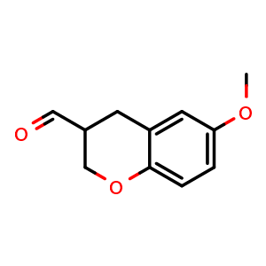 Chemical structure of 6-methoxy-3,4-dihydro-2H-1-benzopyran-3-carbaldehyde , CAS 944903-99-5, AChemBlock S72720