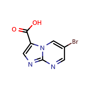 Chemical structure of 6-bromoimidazo[1,2-a]pyrimidine-3-carboxylic acid , CAS 944903-05-3, AChemBlock S72723