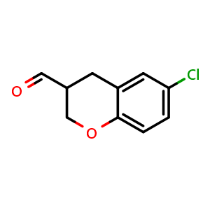 Chemical structure of 6-chloro-3,4-dihydro-2H-1-benzopyran-3-carbaldehyde , CAS 944899-36-9, AChemBlock S72729