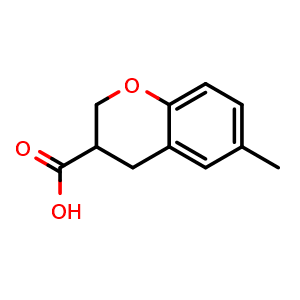 Chemical structure of 6-methyl-3,4-dihydro-2H-1-benzopyran-3-carboxylic acid , CAS 944899-30-3, AChemBlock S72730