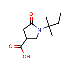 Chemical structure of 1-(2-methylbutan-2-yl)-5-oxopyrrolidine-3-carboxylic acid , CAS 944683-26-5, AChemBlock S72739