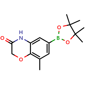 Chemical structure of 8-methyl-6-(4,4,5,5-tetramethyl-1,3,2-dioxaborolan-2-yl)-2H-benzo[b][1,4]oxazin-3(4H)-one , CAS 943994-87-4, AChemBlock S72755