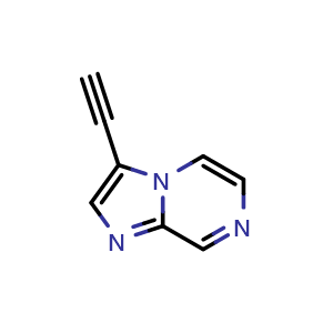 Chemical structure of 3-ethynylimidazo[1,2-a]pyrazine , CAS 943320-47-6, AChemBlock S72765