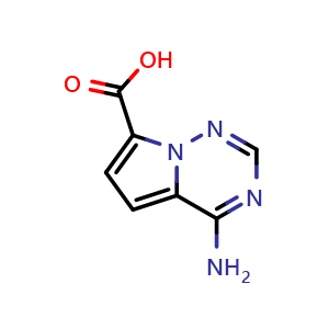 Chemical structure of 4-aminopyrrolo[2,1-f][1,2,4]triazine-7-carboxylic acid , CAS 939968-87-3, AChemBlock S72785