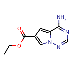 Chemical structure of ethyl 4-aminopyrrolo[2,1-f][1,2,4]triazine-6-carboxylate , CAS 939808-08-9, AChemBlock S72789