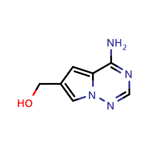 Chemical structure of {4-aminopyrrolo[2,1-f][1,2,4]triazin-6-yl}methanol , CAS 939807-71-3, AChemBlock S72791