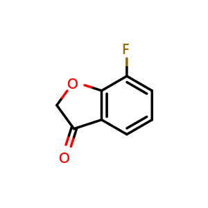 Chemical structure of 7-fluoro-2,3-dihydro-1-benzofuran-3-one , CAS 939759-27-0, AChemBlock S72794