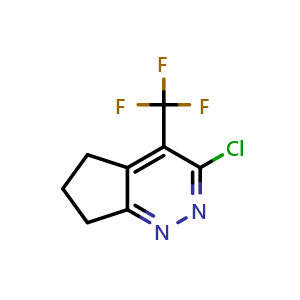 Chemical structure of 3-chloro-4-(trifluoromethyl)-5H,6H,7H-cyclopenta[c]pyridazine , CAS 939758-08-4, AChemBlock S72796